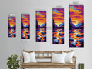 Mountain River, Vibrant Sunset Art, Framed Canvas Print, Nature Wall Decor, Rustic Home Art, Boho Landscape Art, Living Room Wall Art