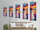 Ocean Wake, Vibrant Sunset Art, Coastal Canvas Print, Nautical Wall Decor, Beach House Art, Living Room Wall Art, Colorful Painting