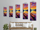 Wooden Canoe, Sunset Waters, Framed Canvas Print, Boho Wall Art, Lakehouse Decor, Vibrant Nature Painting, Living Room Artwork