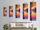 Autumn Pines, Golden Sunset, Framed Canvas Print, Woodland Wall Art, Cozy Nature Decor, Warm Fall Painting, Cabin Living Room Art