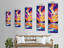 Fiery Sunset Lake, Water Reflection, Tranquil Nature Scene, Boho Canvas Print, Living Room Art, Modern Landscape, Fall Inspired