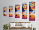 Beach Ball, Ocean Shore, Vibrant Sunset Art, Serene Seaside Print, Bold Beach House Decor, Relaxing Wall Aesthetic, Framed Canvas Print