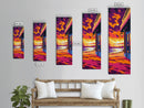 Boardwalk View, Coastal Sunset, Oceanfront Scene, Nautical Home Decor, Vibrant Landscape, Framed Canvas Print, Beach House Wall Art