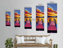 Lake Dock, Golden Sunset, Nature Landscape, Peaceful Cabin Decor, Vibrant Scenic Art, Framed Canvas Print, Living Room Wall Art