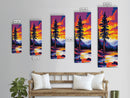 Mountain Lake, Autumn Sunset, Vibrant Nature Art, Rustic Cabin Decor, Woodland Landscape, Framed Canvas Print, Bedroom Wall Art