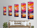 Sunset Cabin Scene, Framed Canvas Print, Vibrant Mountain Art, Lakeside Landscape, Cozy Lodge Decor, Nature Home Decor, Rustic Wall Art