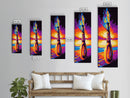 Fiery Bottle Artwork, Framed Canvas Print, Surreal Fantasy Art, Sunset Painting, Mystical Wall Decor, Home Aesthetic, Unique Gift