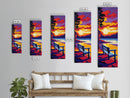Peaceful Lakeside Bench, Canvas Print, Nature Scene, Vibrant Sunset Wall Art, Cozy Home Decor, Serene Reflection, Boho Living Style