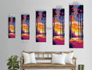 Sunset Forest, Pathway, Framed Canvas Print, Boho Nature Art, Autumn Wall Decor, Living Room Artwork, Forest Painting, Vibrant Art