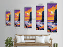 Cliff Sunset, Ocean, Scenic, Dreamy, Framed Canvas Print, Coastal Art, Nautical Decor, Office Wall Art, Vibrant Landscape, Ocean Waves