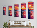 Coastal Sunset, Beach Fence, Landscape, Framed Canvas Print, Seascape Wall Art, Nautical Home Decor, Boho Painting, Summer Vibes