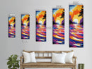 Vibrant Water Reflection, Sunset Lake Scene, Modern Nature Art, Warm Tones Print, Living Room Decor, Framed Canvas Print