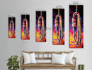 Sunset Landscape, Vibrant Wall Art, Boho Home Decor, Framed Canvas Print, Colorful Nature Painting, Living Room Wall Art