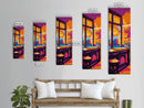 Vibrant Bar Scene, Sunset Wall Art, Modern Decor, Framed Canvas Print, Colorful Home Art, Warm Tones, Dining Room Art, Rustic Aesthetic