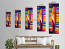 Sunset Surfboard, Ocean Wall Art, Coastal Living Decor, Vibrant Beach Painting, Surfer Aesthetic, Tropical Art, Framed Canvas Print