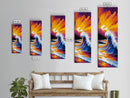 Giant Wave, Surf Art, Ocean Wall Decor, Beach House Print, Vibrant Seascape Painting, Nautical Aesthetic, Framed Canvas Print