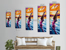 Joyful Swimmer, Vibrant Ocean Art, Summer Aesthetic Print, Coastal Decor, Colorful Beach Scene, Zen Meditation Art, Framed Canvas Print