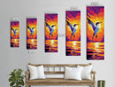 Soaring Bird, Sunset Wall Art, Nature Wildlife Print, Majestic Flight Painting, Bold Sky Colors, Living Room Accent, Framed Canvas Print