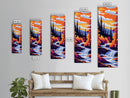 Autumn Waterfall, Fall Forest Art, Seasonal Nature Painting, Cozy Home Decor, Rustic Living Room Art, Framed Canvas Print