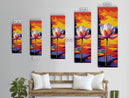 Lotus Flower, Sunset Lake, Water Lily, Zen Wall Art, Framed Canvas Print, Nature Inspired, Meditation Room, Spa Wall Decor