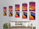 Wooden Boat, Sunset Reflection, Tranquil Lake, Water Art, Framed Canvas Print, Rustic Decor, Nautical Theme, Bedroom Wall Art