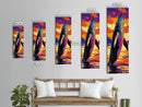 Breaching Whale, Ocean Sunset, Marine Life, Nautical Decor, Framed Canvas Print, Coastal Home, Sea Life, Beach House Wall Art