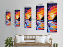 Waterfall Sunset, Serene Nature Art, Vibrant Landscape Painting, Canvas Print, Wilderness Wall Decor, Cabin Home Aesthetic, Boho