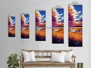 Scenic Prairie, Colorful Landscape, Sunset Reflection, Warm Nature Art, Framed Canvas Print, Office Decor, Cozy Autumn Aesthetic