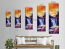 Waterfall Sunset, Bold Nature Art, Outdoor Lover Gift, Framed Canvas Print, Vibrant Landscape, Living Room Wall Decor, Cabin Art