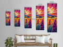 Wildflower Field, Vibrant Sunset, Colorful Landscape, Boho Decor, Nature Lover, Country Scene, Rustic Home, Living Room, Canvas Print