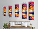 Palm Sunset, Tropical Art, Beach Scene, Vibrant Colors, Coastal Decor, Relaxing Atmosphere, Living Room, Framed Canvas Print