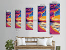Beach Sunset, Dramatic Clouds, Ocean View, Coastal Home, Serene Atmosphere, Relaxing Art, Living Room, Framed Canvas Print