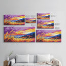Ocean Sunset Grass, Framed Canvas Print, Coastal Wall Art, Vibrant Nature Painting, Boho Landscape, Beach House Decor, Living Room Art
