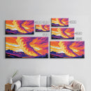 Mountain Fire Sky, Framed Canvas Print, Dramatic Sunset Art, Vibrant Landscape Painting, Colorful Nature Scene, Office Wall Decor
