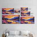Mountain River Glow, Canvas Print, Tranquil Landscape Art, Vibrant Nature Scene, Rustic Wall Decor, Living Room Art, Cabin Aesthetic