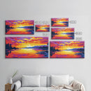 Lake Sunset Reflection, Framed Canvas Print, Serene Water Art, Vibrant Landscape Painting, Peaceful Nature Scene, Living Room Wall Decor