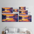 City Skyline Sunset, Canvas Print, Urban Landscape Art, Vibrant Reflection Painting, Modern Home Decor, Office Wall Art, Boho Aesthetic