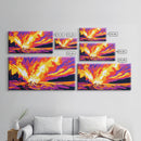Campfire Blaze, Night Sky Glow, Framed Canvas Print, Cozy Cabin Wall Art, Rustic Living Room, Adventure Decor, Warm Autumn Colors