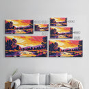 River at Sunset, Autumn Trees, Canvas Print, Fall Wall Art, Rustic Nature Decor, Warm Landscape Painting, Cozy Living Room Art