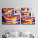 River Mountains, Sunset,Canvas Print, Vibrant Nature Art, Scenic Wall Decor, Rustic Lodge Artwork, Travel Lovers Gift, Living Room Art
