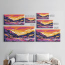 Historic Town, Mountain Valley Art, Framed Canvas Print, Rustic Home Decor, Autumn Village Scene, Countryside Landscape