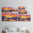 Rural Town, Country Village Scene, Canvas Print, Sunset Over Hills, Rustic Farmhouse Art, Living Room Wall Decor, Country Style