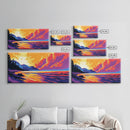 Lakeside Sunset, Vibrant Landscape Art, Warm Color Nature Scene, Bold Scenic Print, Framed Canvas Print, Living Room Wall Art