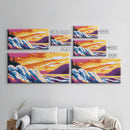 Ocean Waves, Colorful Seascape, Beach Wall Art, Coastal Sunset, Vibrant Ocean Scene, Canvas Print, Living Room Decor, Surf Art, Gift