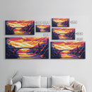 Bridge View, River Sunset, Vibrant Landscape, Golden Hour, Nature Scene, Canvas Print, Living Room Wall Art, Urban Decor, Gift Idea