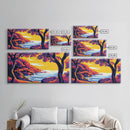 Coastal Sunset, Vibrant Landscape, Cliffside View, Framed Canvas Print, Beach House Wall Art, Tropical Home Art, Bright Wall Art