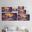 Forest Tunnel, Mountain View, Scenic Reflection, Canvas Print, Cabin Wall Art, Cozy Fall Decor, Vibrant Nature Painting, Autumn Room Art