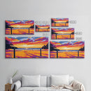 Beach Volleyball, Sunset Beach Scene, Vibrant Coastal Wall Art, Bold Seaside Decor, Framed Canvas Print, Game Room Wall Art