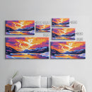 Frozen River, Mountain Sunset, Winter Landscape, Nature Wall Art, Cozy Home Aesthetic, Seasonal Framed Canvas Print