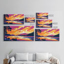 Autumn River, Forest Sunset, Nature Landscape, Vibrant Fall Decor, Wilderness Home Aesthetic, Framed Canvas Print